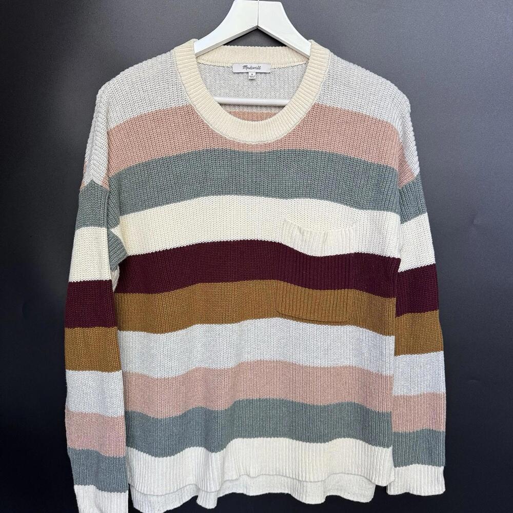 Madewell Thompson Stripe Sweater Womens Medium Cotton Blend